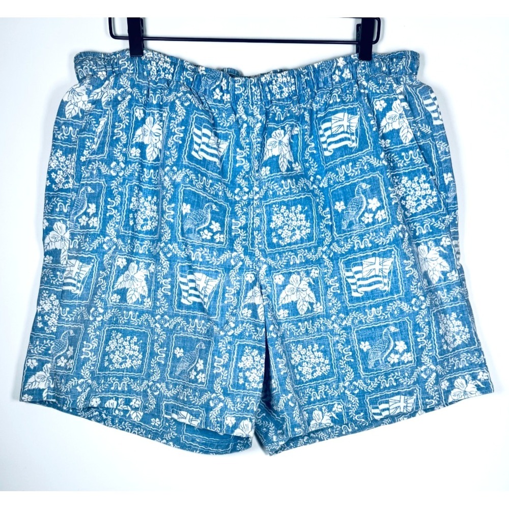 Reyn Spooner‎ Swim Trunks Mens XXL Blue Hawaiian Lahaina Sailor Made in Hawaii